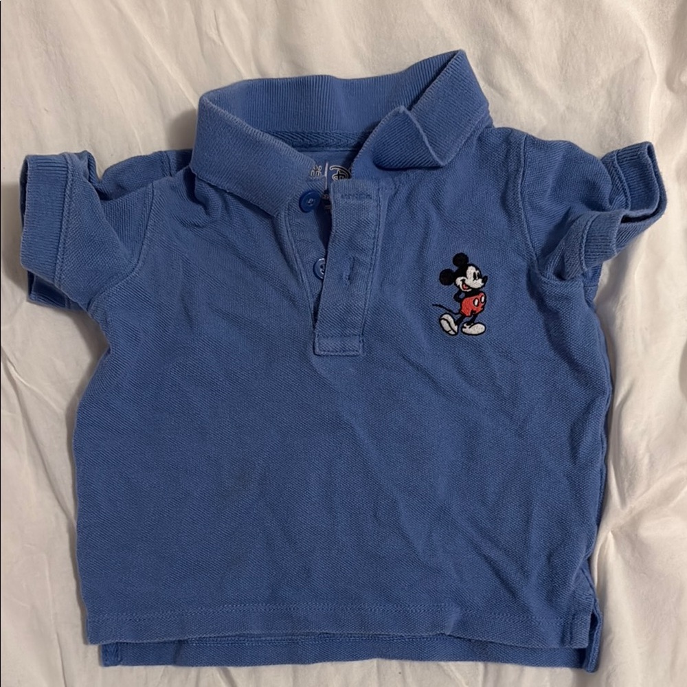 Baby Gap Mickey Blue Kids Polo Shirt with Character Embroidery
